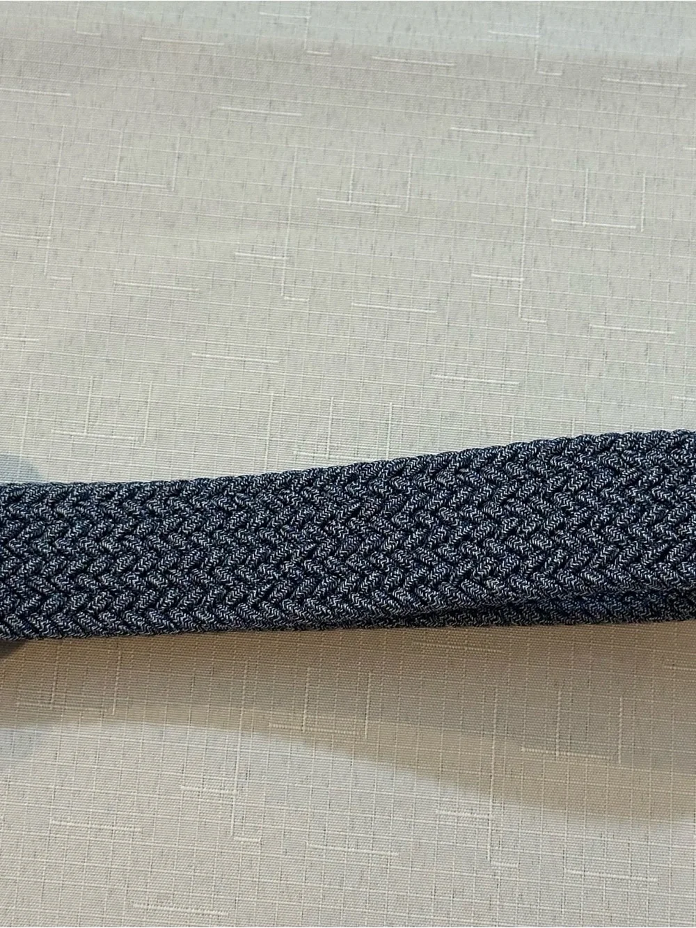Torino Leather Blue Gray Herringbone Stretch Woven Belt Size 42